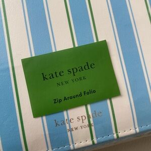 Kate Spade New York Notepad Folio -  STRIPE ZIP AROUND LEGAL FOLIO